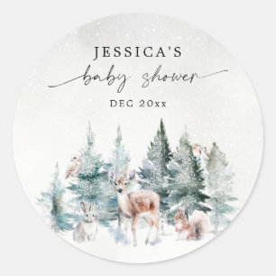 Winter Woodland Baby It's Cold Outside Baby Shower Classic Round Sticker