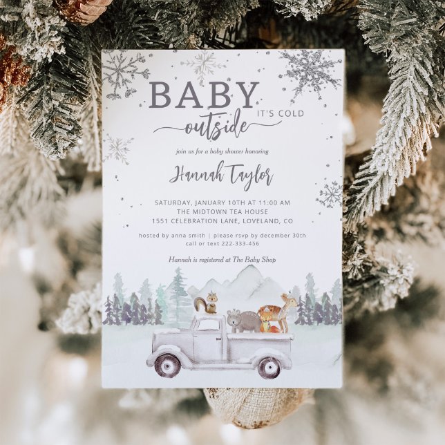 Winter Woodland Baby It's Cold Outside Baby Shower Invitation (Creator Uploaded)