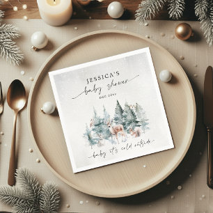 Winter Woodland Baby It's Cold Outside Baby Shower Napkin