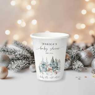 Winter Woodland Baby It's Cold Outside Baby Shower Paper Cups