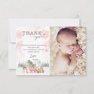 Winter Woodland Baby Its Cold Outside Shower Photo Thank You Card