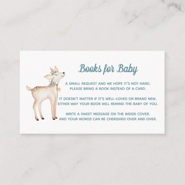 Winter Woodland Baby Shower Books for Baby Card (Front)