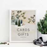Winter Woodland Baby Shower Cards and Gifts Poster<br><div class="desc">Elegant Winter Woodland Baby Shower Cards and Gifts Poster designed with a soft muted watercolor forest scene. Click Personalise to edit all text. Matching items in our store Cava Party Design.</div>