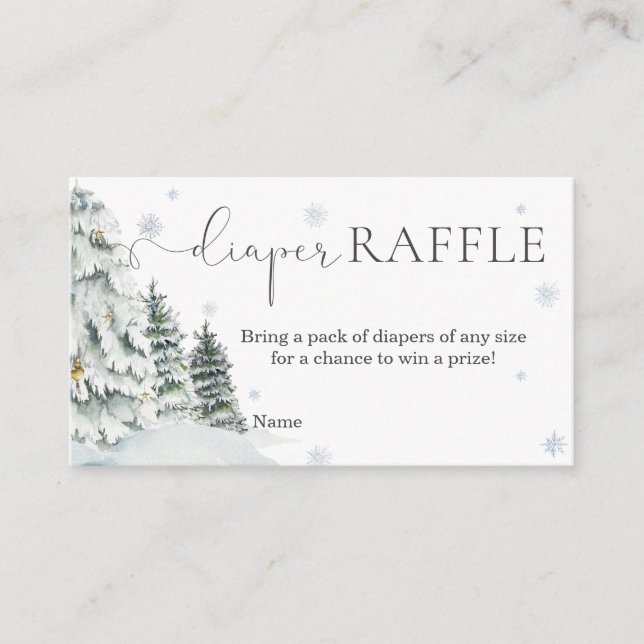 Winter Woodland Baby Shower Diaper Raffle Enclosure Card (Front)