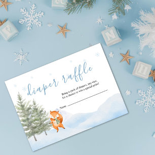 Winter Woodland Baby Shower Diaper Raffle Ticket Enclosure Card