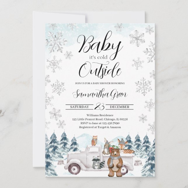 Winter Woodland Baby Shower Invitation (Front)