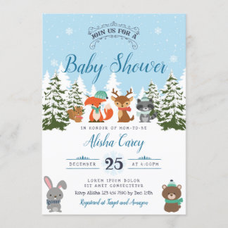Winter Woodland Baby Shower Invitation