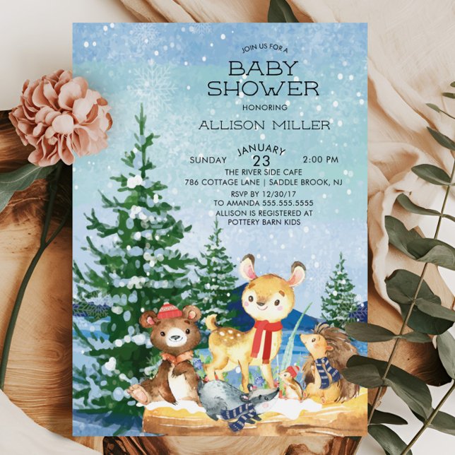 Winter Woodland Baby Shower Invitations (Creator Uploaded)