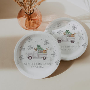 Winter Woodland Baby Shower Paper Plate
