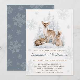 Winter Woodland Baby Shower Snowy Forest Invitation