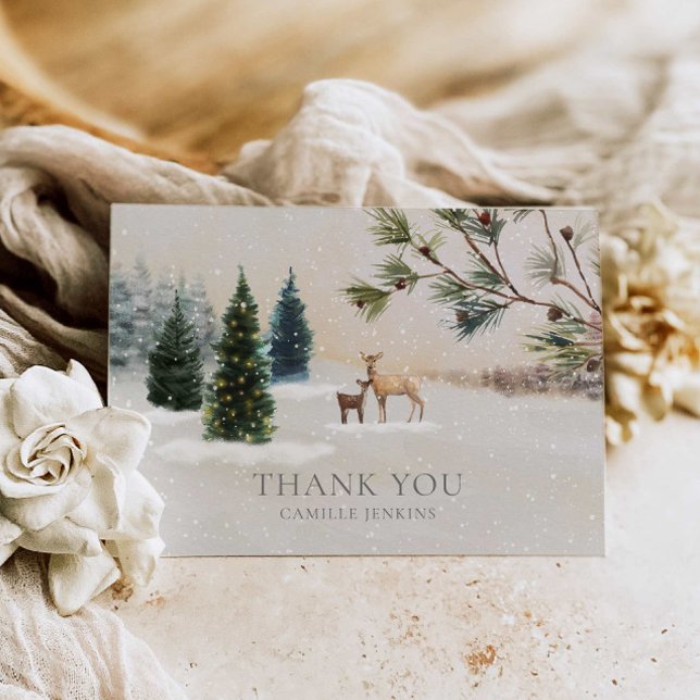 Winter Woodland Baby Shower Thank you (Winter Forest Baby Shower Thank you card)