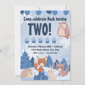 Winter Woodland Birthday Invitation