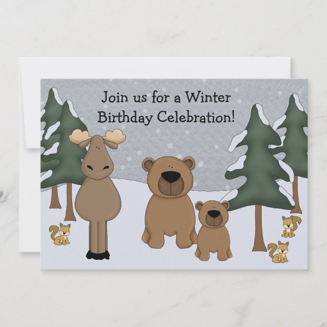 Winter Woodland Birthday Invitation (Front)