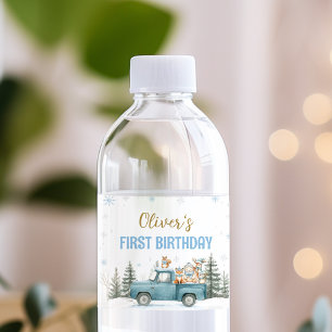 Winter Woodland Birthday Party Water Bottle Label