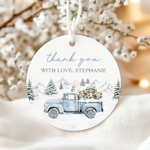 Winter Woodland Blue Favour Tags