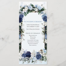 Winter Woodland Blue Floral Wedding Ceremony