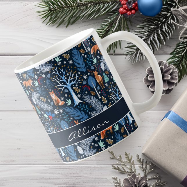 Winter Woodland Blue/Gold ID785 Coffee Mug (Creator Uploaded)