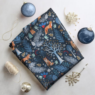 Winter Woodland Blue/Gold ID785 Fabric