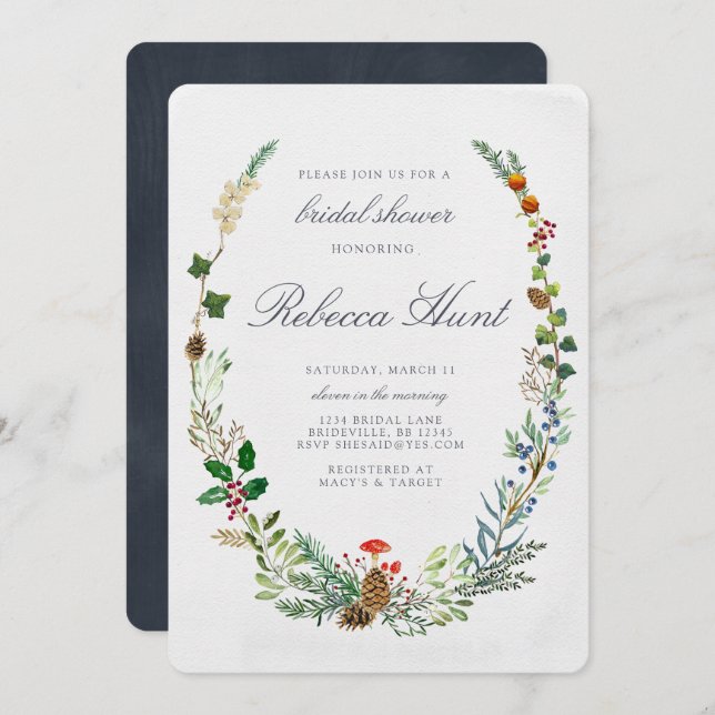 Winter Woodland Bridal Shower Invitation (Front/Back)
