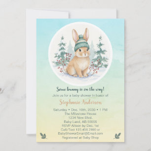 Winter Woodland Bunny Gender Neutral Baby Shower Invitation