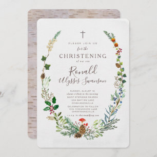 Winter Woodland Christening invitation