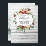Winter Woodland Christmas Rustic Wedding Photo Invitation<br><div class="desc">Snowy rustic pine and spruce floral watercolor christmas wedding invitation with a sage green watercolor wash background. The photo on the reverse is optional. If you would rather remove it, scroll down to the bottom of "Personalise this template" and click on "Edit Using Design Tool". In the Design Tool you...</div>