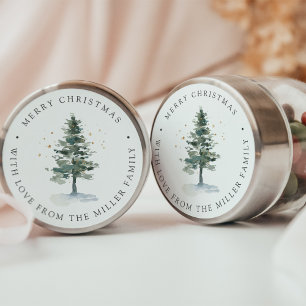 Winter Woodland Christmas Tree Personalised Classic Round Sticker