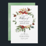 Winter Woodland Christmas Wedding Photo Invitation<br><div class="desc">Snowy rustic pine and spruce floral watercolor christmas wedding invitation with a sage green watercolor wash background. The photo on the reverse is optional. If you would rather remove it, scroll down to the bottom of "Personalise this template" and click on "Edit Using Design Tool". In the Design Tool you...</div>