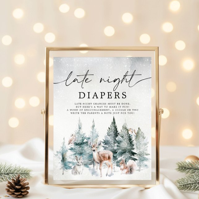 Winter Woodland Cold Outside Late Night Diapers Poster (Creator Uploaded)