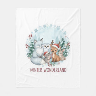 Winter Woodland Creatures Cozy Fleece Blanket