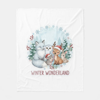 Winter Woodland Creatures Cozy Fleece Blanket