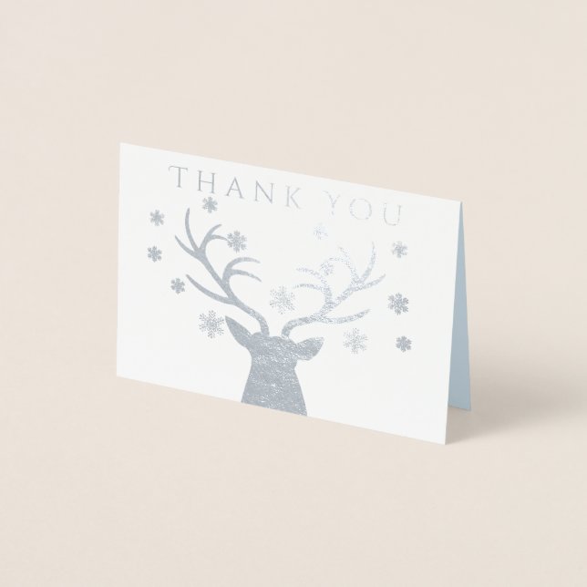 Winter Woodland Deer Baby Shower Thank You Cards (Front)