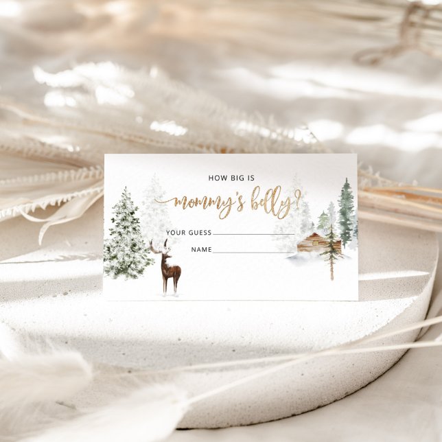 Winter woodland deer how big is mommys belly enclosure card (Creator Uploaded)