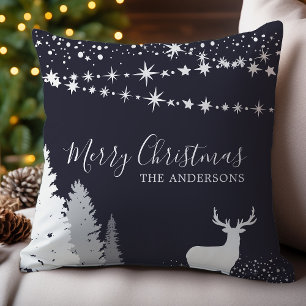 Winter Woodland Deer Personalised Christmas Cushion