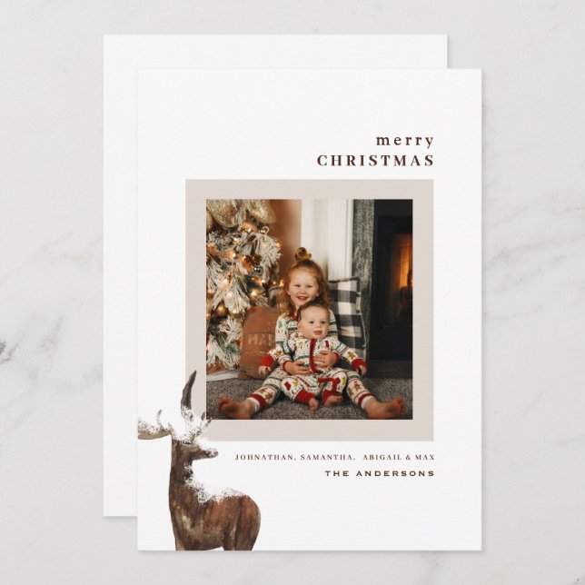 Winter Woodland Deer Photo Christmas  (Front/Back)