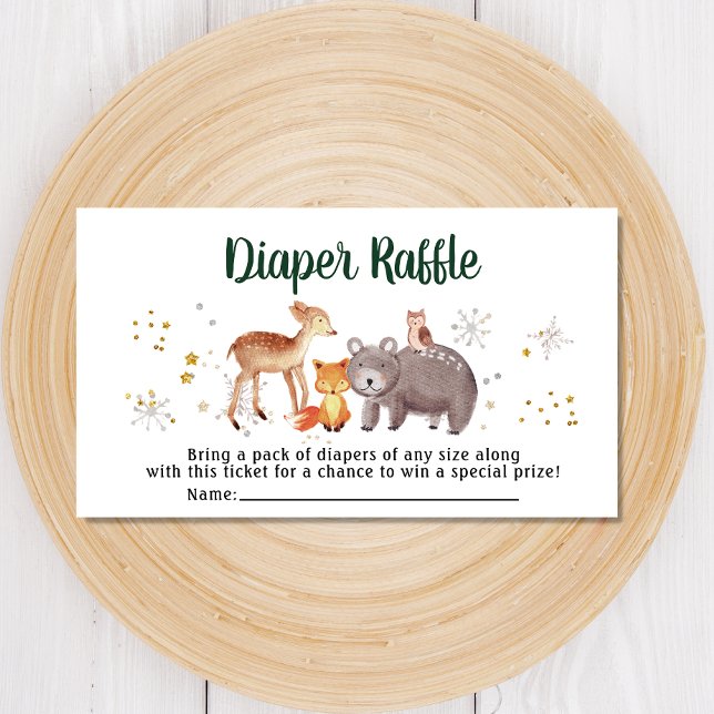 Winter Woodland Diaper Raffle Baby Shower Enclosure Card (Creator Uploaded)