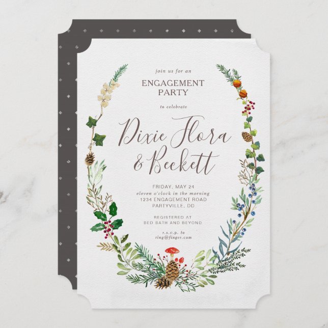 Winter Woodland Engagement Invitation (Front/Back)