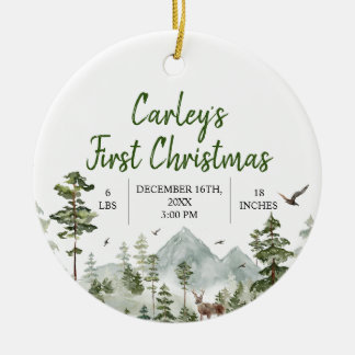 Winter Woodland First Christmas Pine Tree Ceramic Tree Decoration