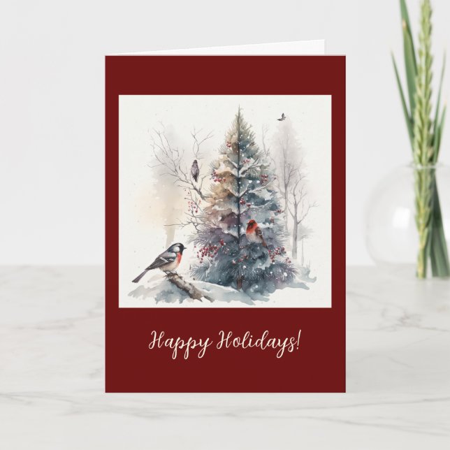 Winter Woodland Folded Holiday / Christmas Card (Front)