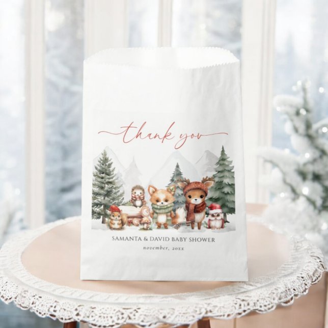Winter Woodland Forest Animals Baby Shower Favour Bags (Creator Uploaded)