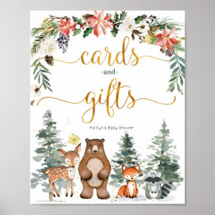 Winter Woodland Forest Baby Shower Cards and Gifts Poster
