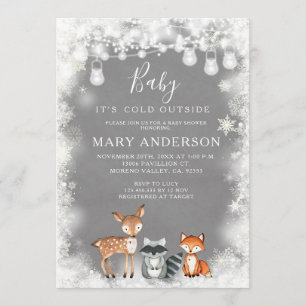 Winter Woodland Forest Baby Shower Invitation