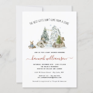 Winter Woodland Forest Baby Shower Invitation