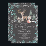 Winter Woodland Forest Baby Shower Invitation Mint<br><div class="desc">Winter woodland girl baby shower invitation perfect for baby shower party.</div>