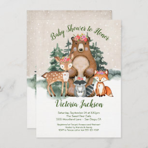 Winter Woodland Forest Baby Shower invitations