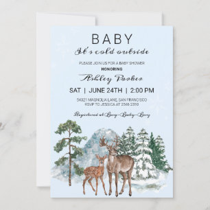 Winter Woodland Forest Deer Invitation