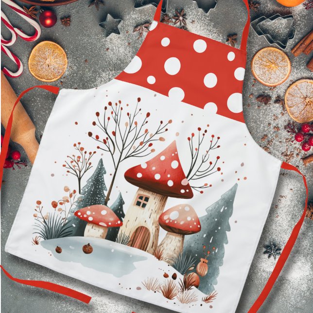 Winter Woodland Forest Mushrooms  Apron (Creator Uploaded)