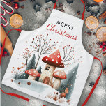 Winter Woodland Forest Mushrooms Merry Christmas  Apron<br><div class="desc">For the Christmas chef. Keep the design text as-is or edit. Gift for the Christmas chef.</div>