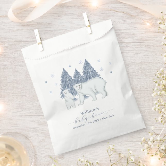 Winter Woodland Forest Polar Bear Baby Shower  Favour Bags (Clipped)