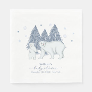 Winter Woodland Forest Polar Bear Baby Shower  Napkin